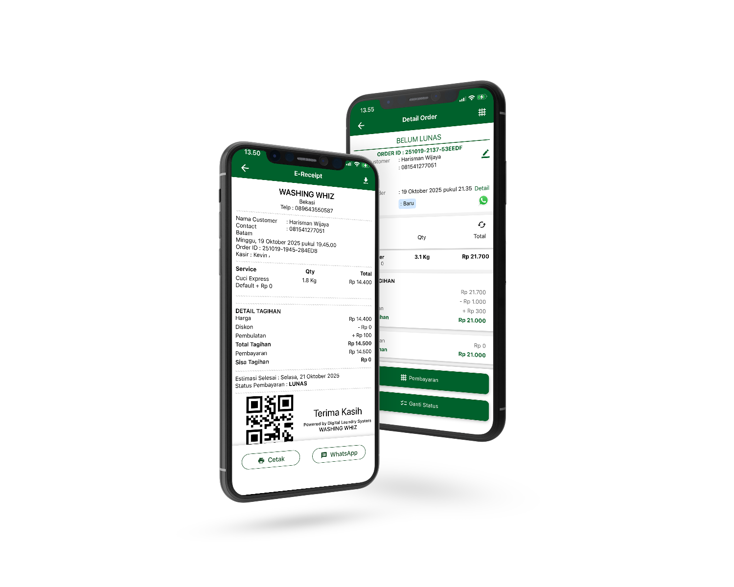 E-Receipt dan Detail Order CuciQu Pro