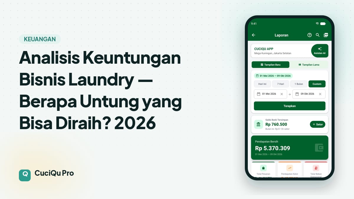 Thumbnail artikel: Analisis Keuntungan Bisnis Laundry — Berapa Untung yang Bisa Diraih? 2026