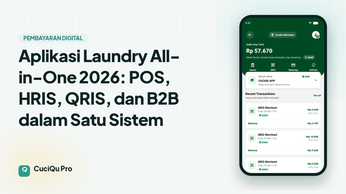 Thumbnail artikel: Aplikasi Laundry All-in-One 2026: POS, HRIS, QRIS, dan B2B dalam Satu Sistem