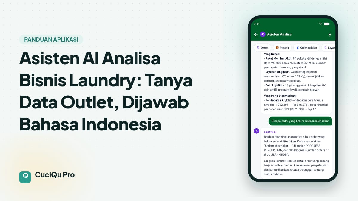 Thumbnail artikel: Asisten AI Analisa Bisnis Laundry: Tanya Data Outlet, Dijawab Bahasa Indonesia