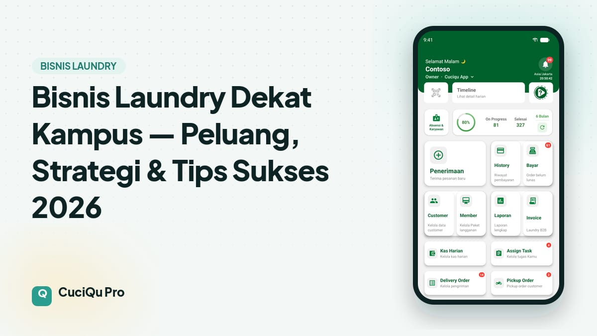 Thumbnail artikel: Bisnis Laundry Dekat Kampus — Peluang, Strategi & Tips Sukses 2026