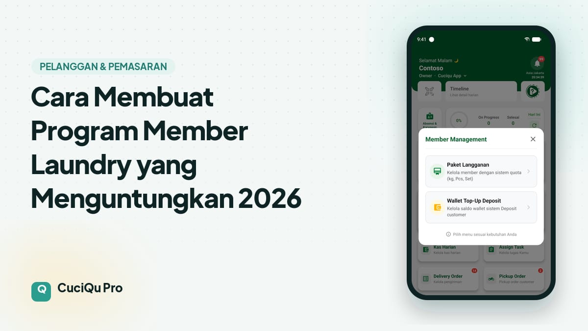 Thumbnail artikel: Cara Membuat Program Member Laundry yang Menguntungkan 2026