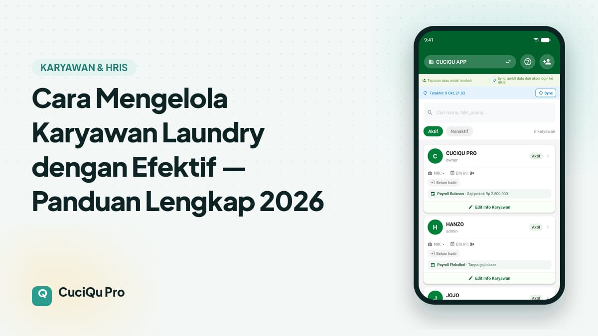 Thumbnail artikel: Cara Mengelola Karyawan Laundry dengan Efektif — Panduan Lengkap 2026
