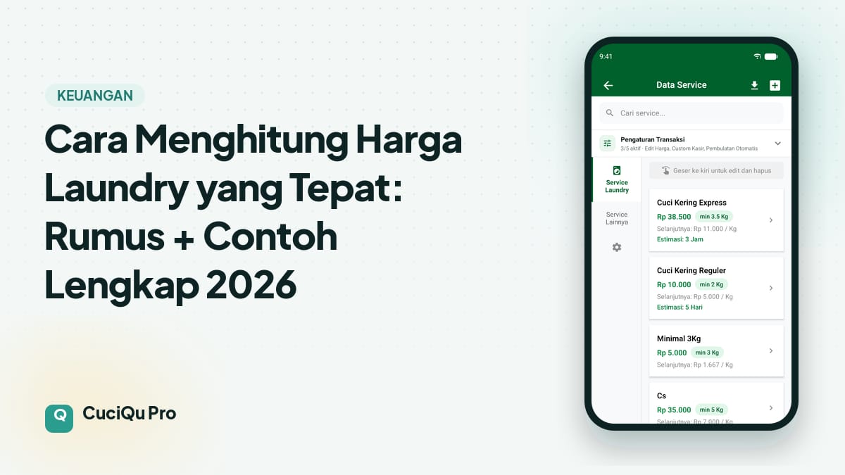 Thumbnail artikel: Cara Menghitung Harga Laundry yang Tepat: Rumus + Contoh Lengkap 2026