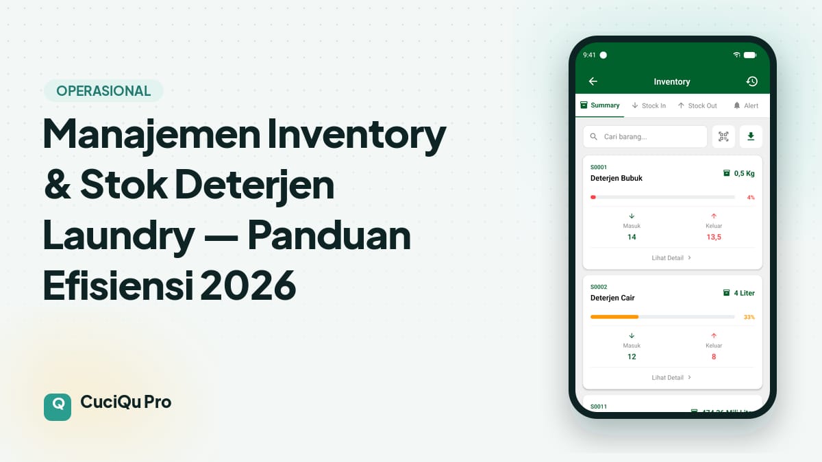 Thumbnail artikel: Manajemen Inventory & Stok Deterjen Laundry — Panduan Efisiensi 2026