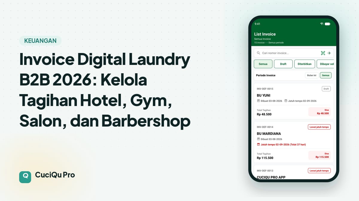 Thumbnail artikel: Invoice Digital Laundry B2B 2026: Kelola Tagihan Hotel, Gym, Salon, dan Barbershop