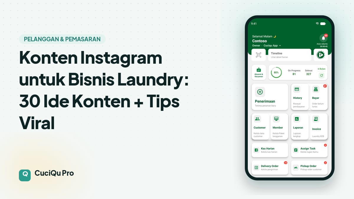 Thumbnail artikel: Konten Instagram untuk Bisnis Laundry: 30 Ide Konten + Tips Viral