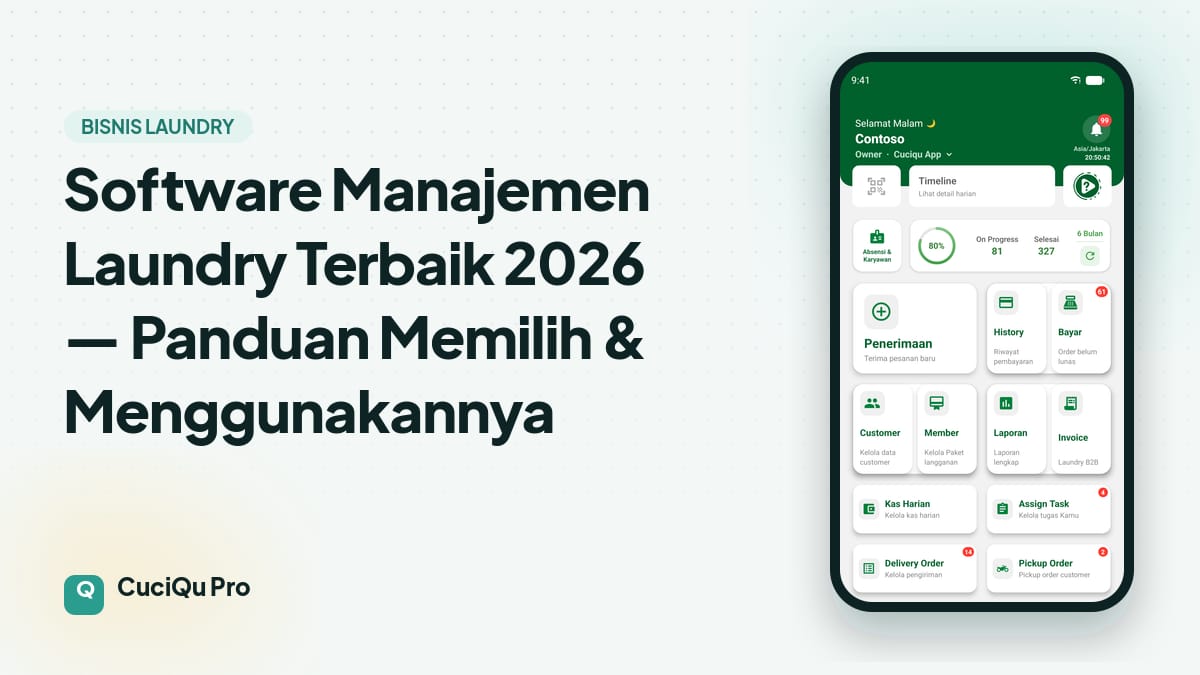 Thumbnail artikel: Software Manajemen Laundry Terbaik 2026 — Panduan Memilih & Menggunakannya