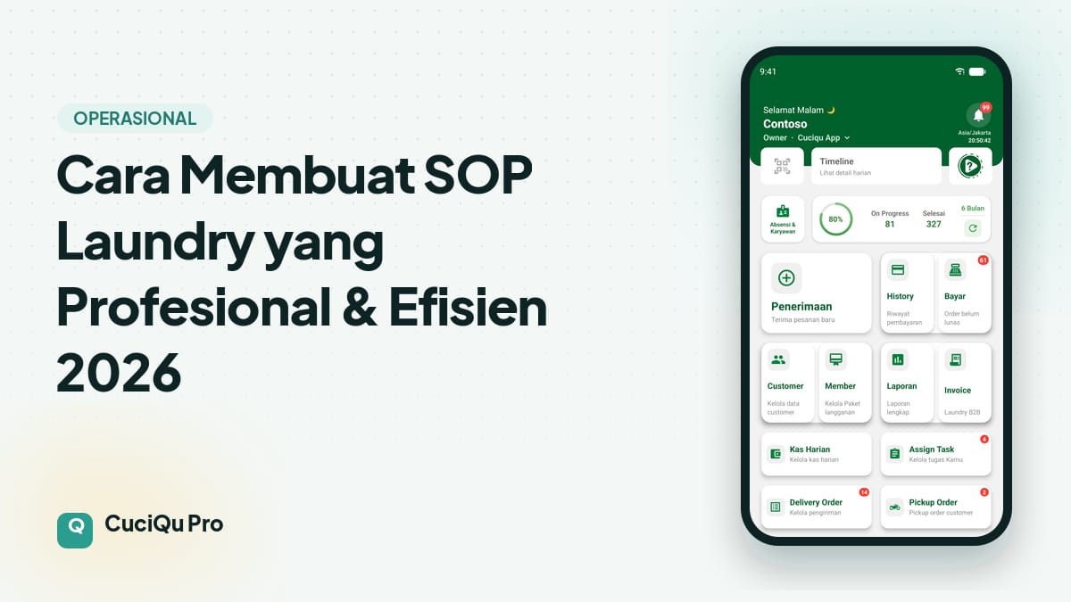 Thumbnail artikel: Cara Membuat SOP Laundry yang Profesional & Efisien 2026